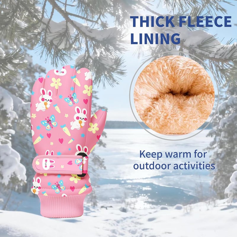 WRTMBOIF Kids Winter Snow Ski Gloves, Waterproof Cold Weather Insulated Outdoor Snowboard Gloves for Toddler Girls 3-11Y - Image 3